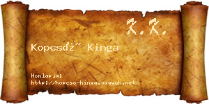 Kopcsó Kinga névjegykártya